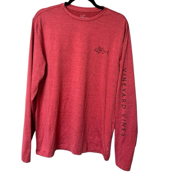 Vineyard Vines Performance Mens S Coral Tuna Long Sleeve Pullover Stretch Shirts - Picture 1 of 6